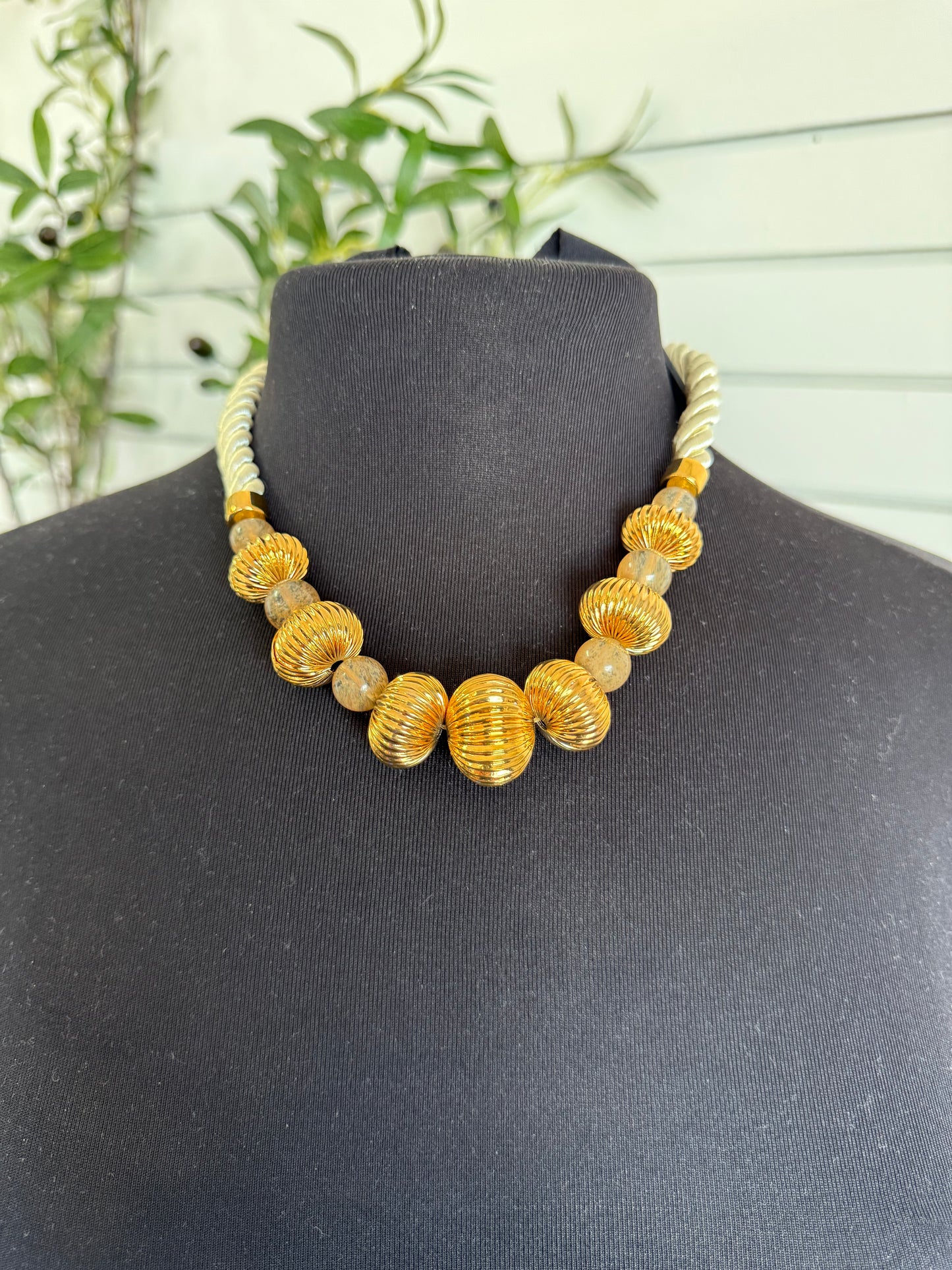 gold beaded necklace
