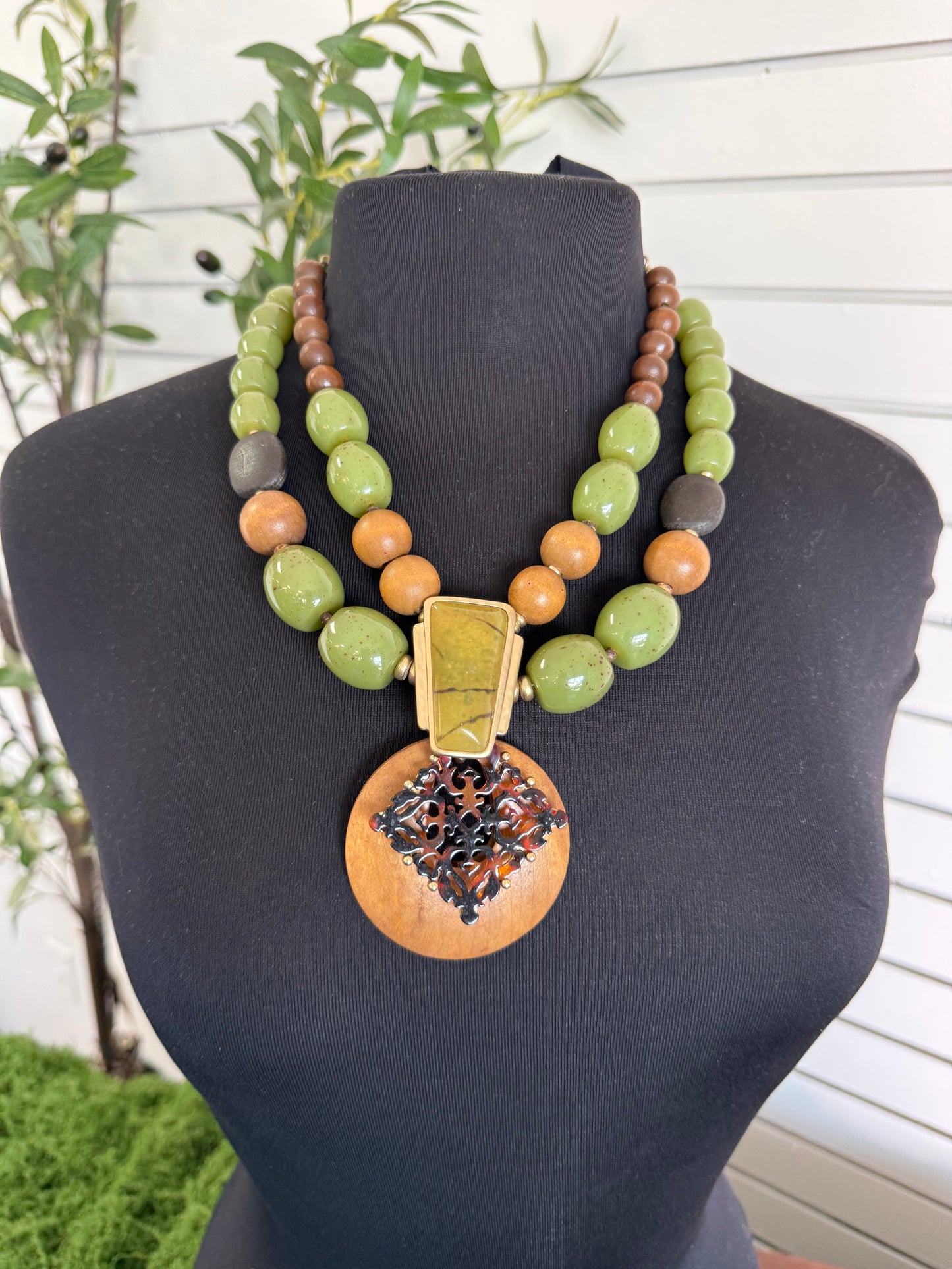 green beaded necklace