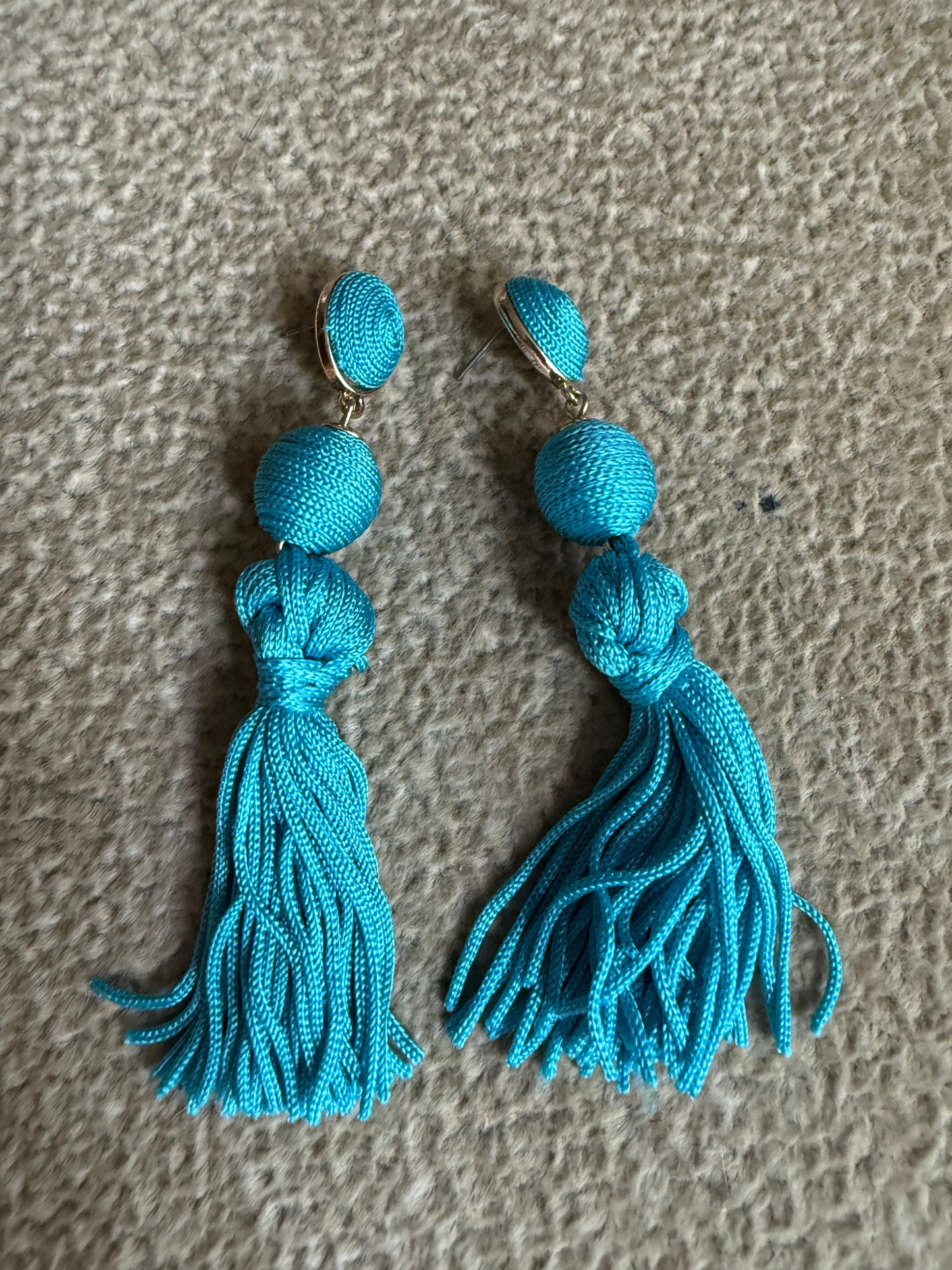 aqua tassel earrings