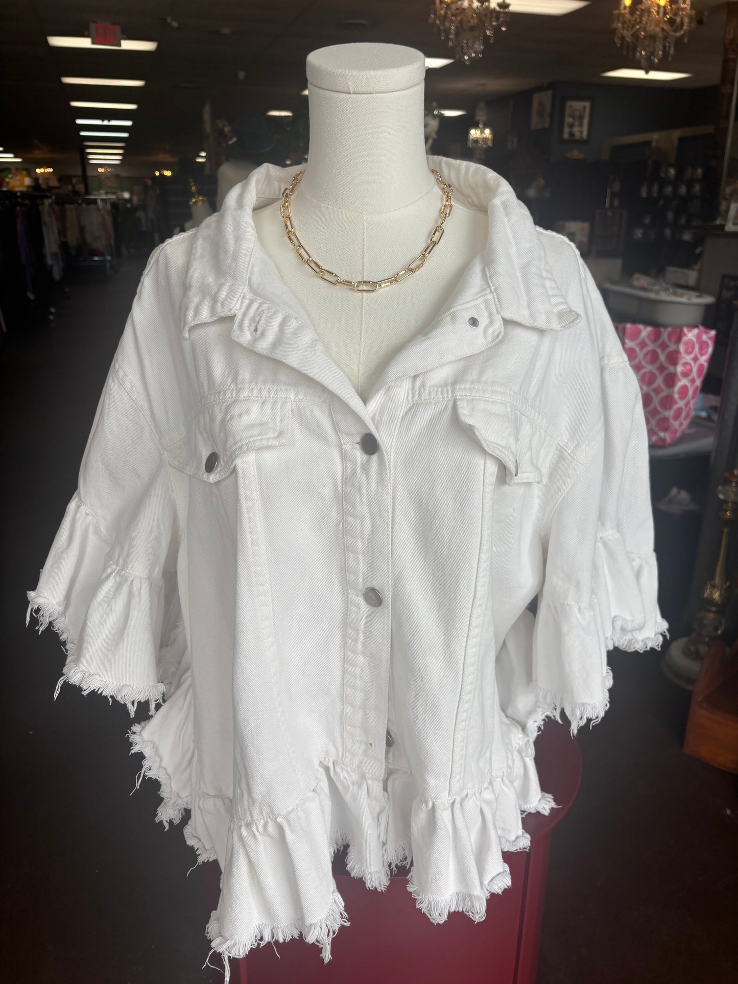 Short Sleeve 2x-3x white denim