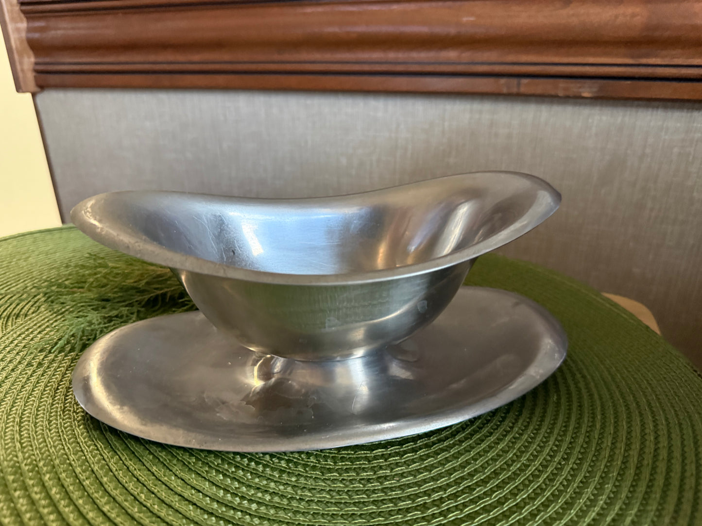 Vintage Reed & Barton 18/8 Stainless Steel Gravy Boat with Attached Underplate