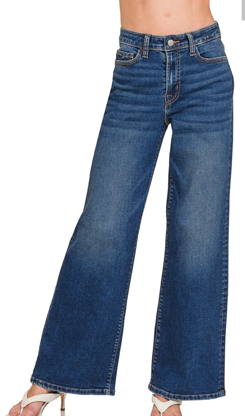 Dark wash wide leg denim pants