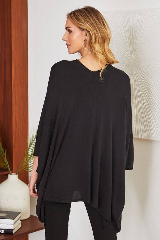LIGHT KNIT OVERSIZED DRAPEY V-NECK TOP (2920)