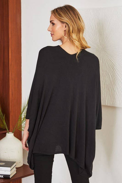 LIGHT KNIT OVERSIZED DRAPEY V-NECK TOP (2920)