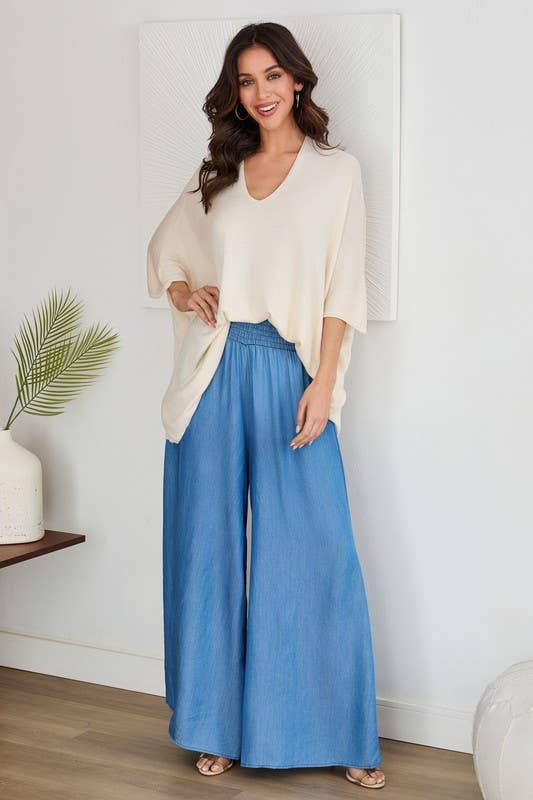 LIGHT KNIT OVERSIZED DRAPEY V-NECK TOP (2920)