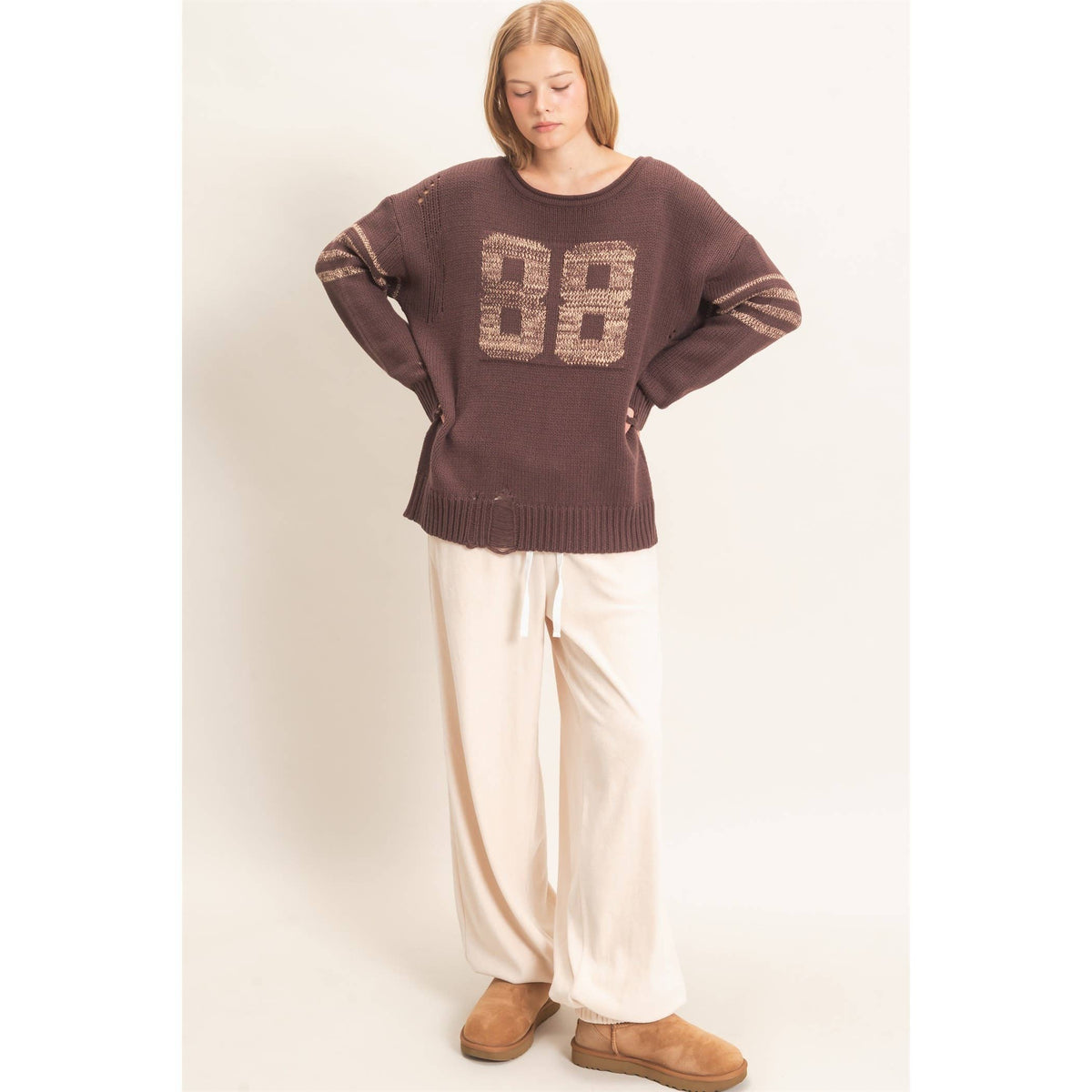 Oversized Number Knit Sweater