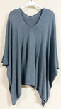 LIGHT KNIT OVERSIZED DRAPEY V-NECK TOP (2920)