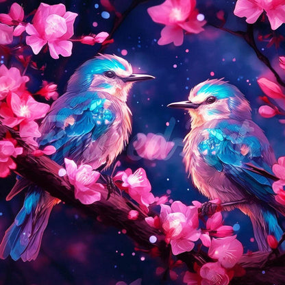Mini Diamond Painting 10"x10" rolled - Shimmering Bluebirds