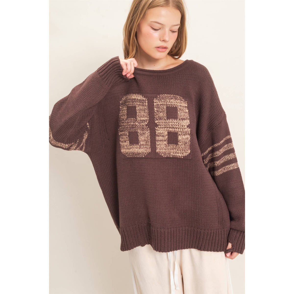 Oversized Number Knit Sweater