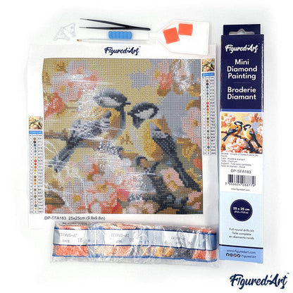 Mini Diamond Painting 10"x10" rolled - Shimmering Bluebirds