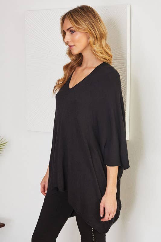 LIGHT KNIT OVERSIZED DRAPEY V-NECK TOP (2920)