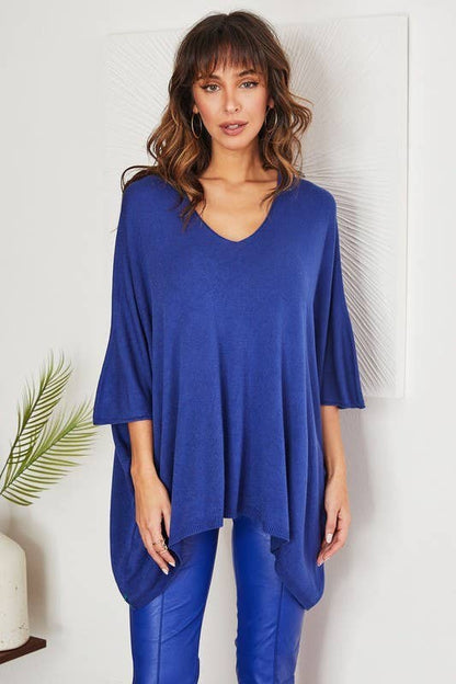 LIGHT KNIT OVERSIZED DRAPEY V-NECK TOP (2920)