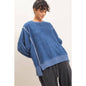 Oversized Raw Edge Crew Neck Sweatshirt