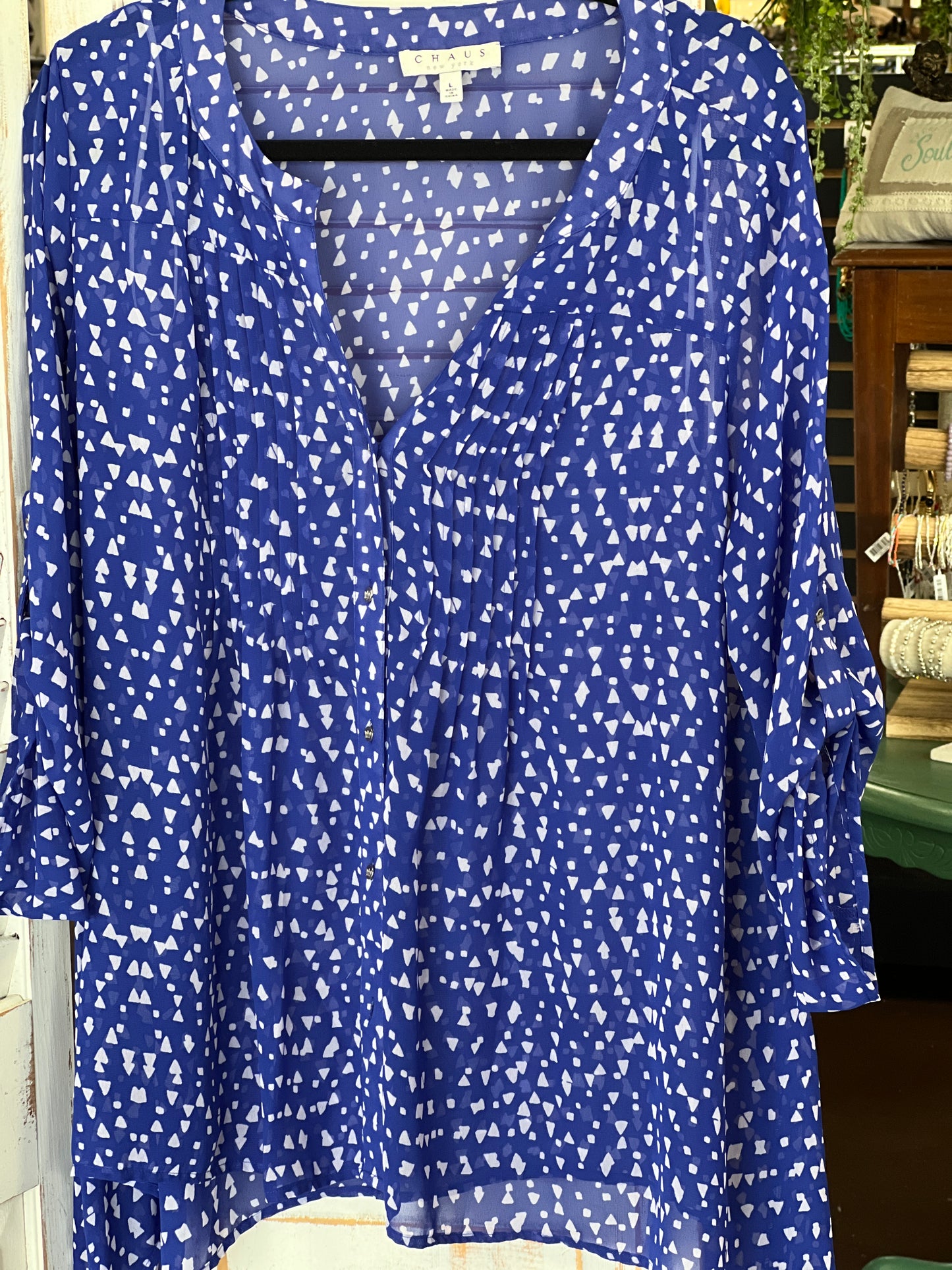 Large Sheer blue top