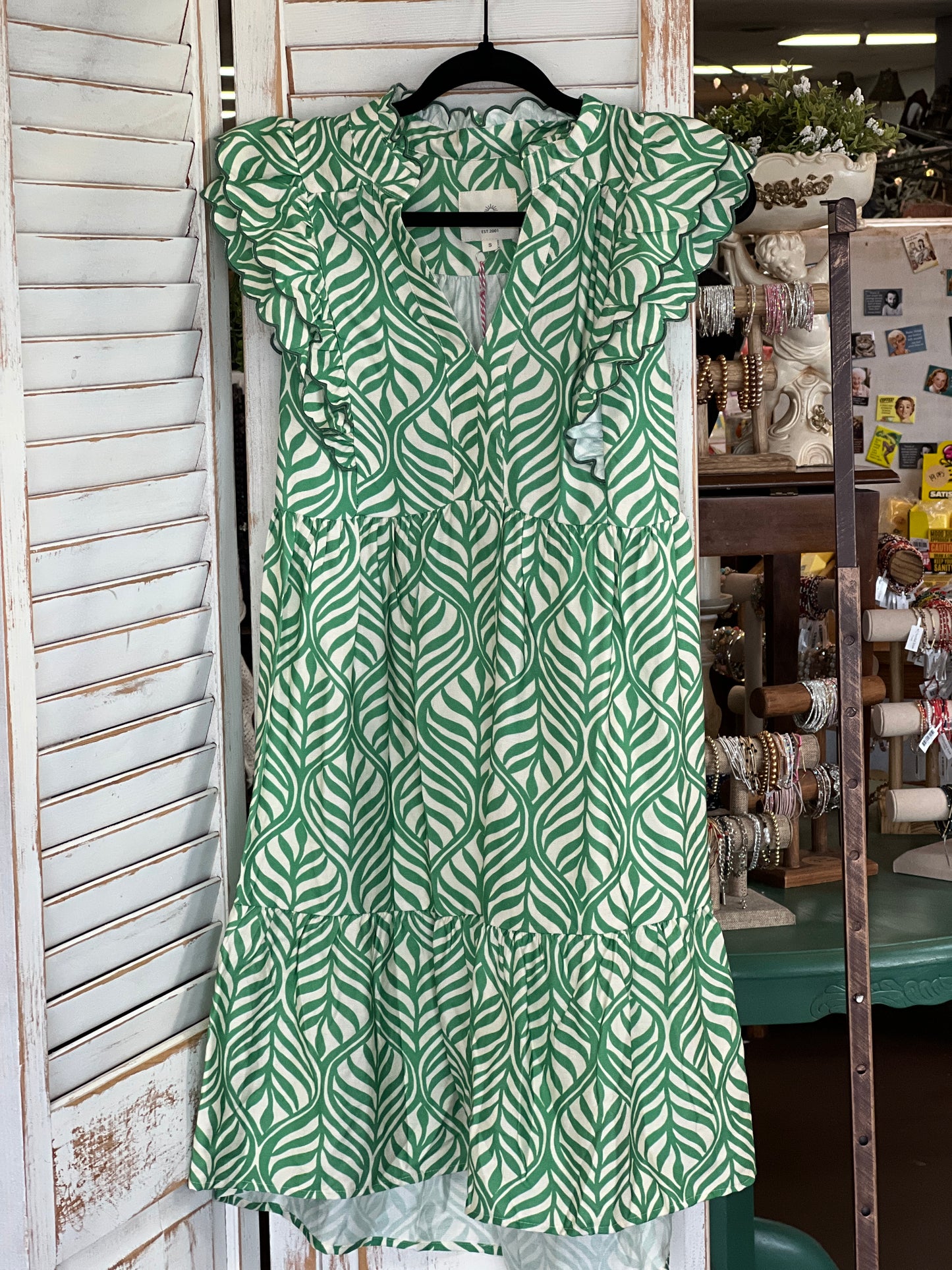 Small Green White Dress NWT