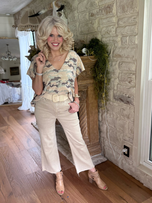 Camo sweater top