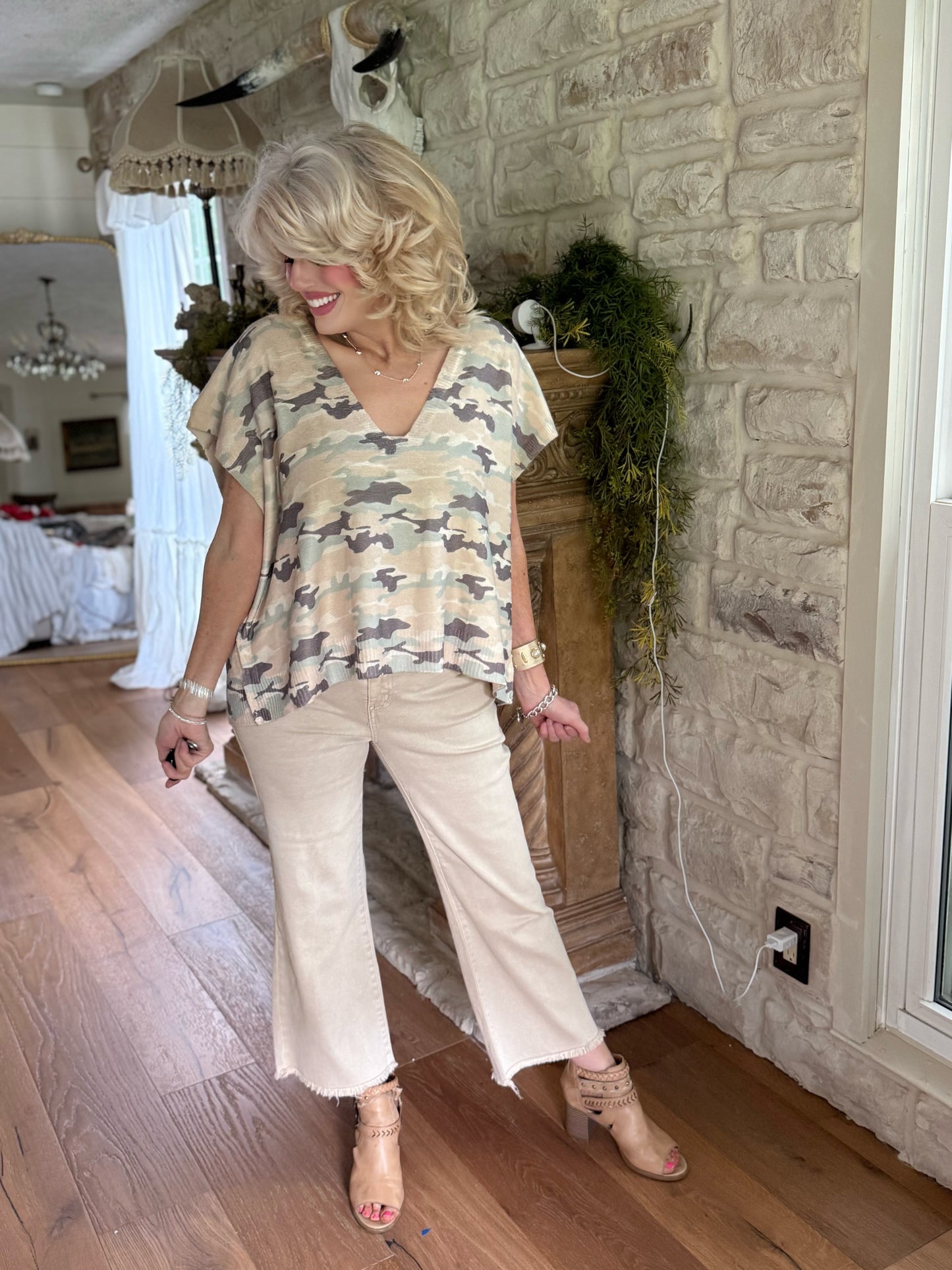 Camo sweater top