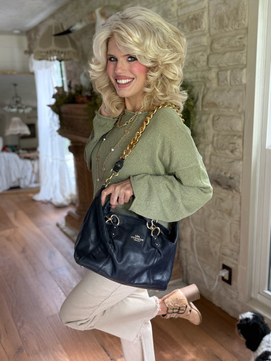 Coach Bag Navy Gold