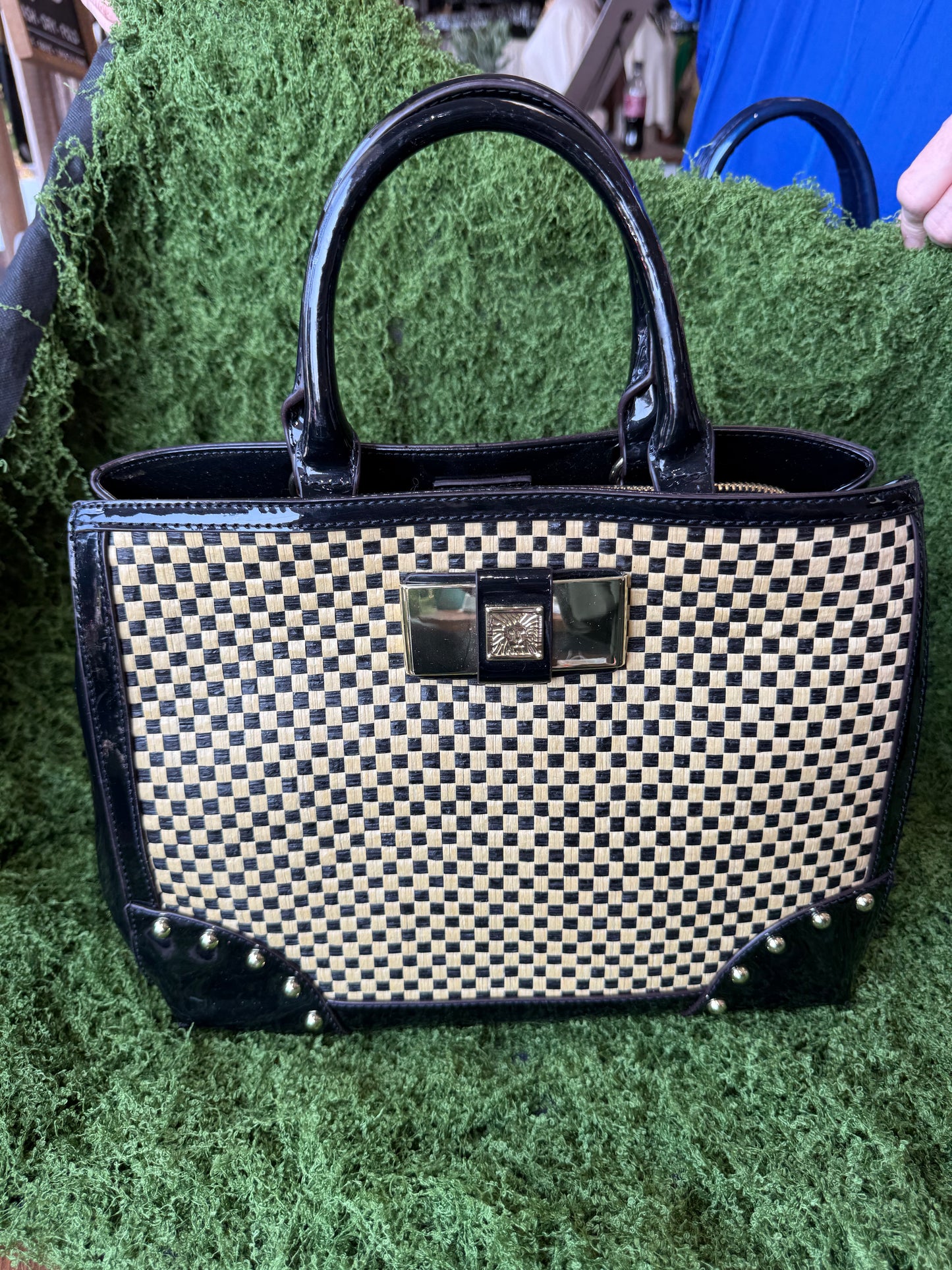 Checker black purse