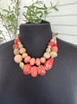 Coral pink beaded necklace