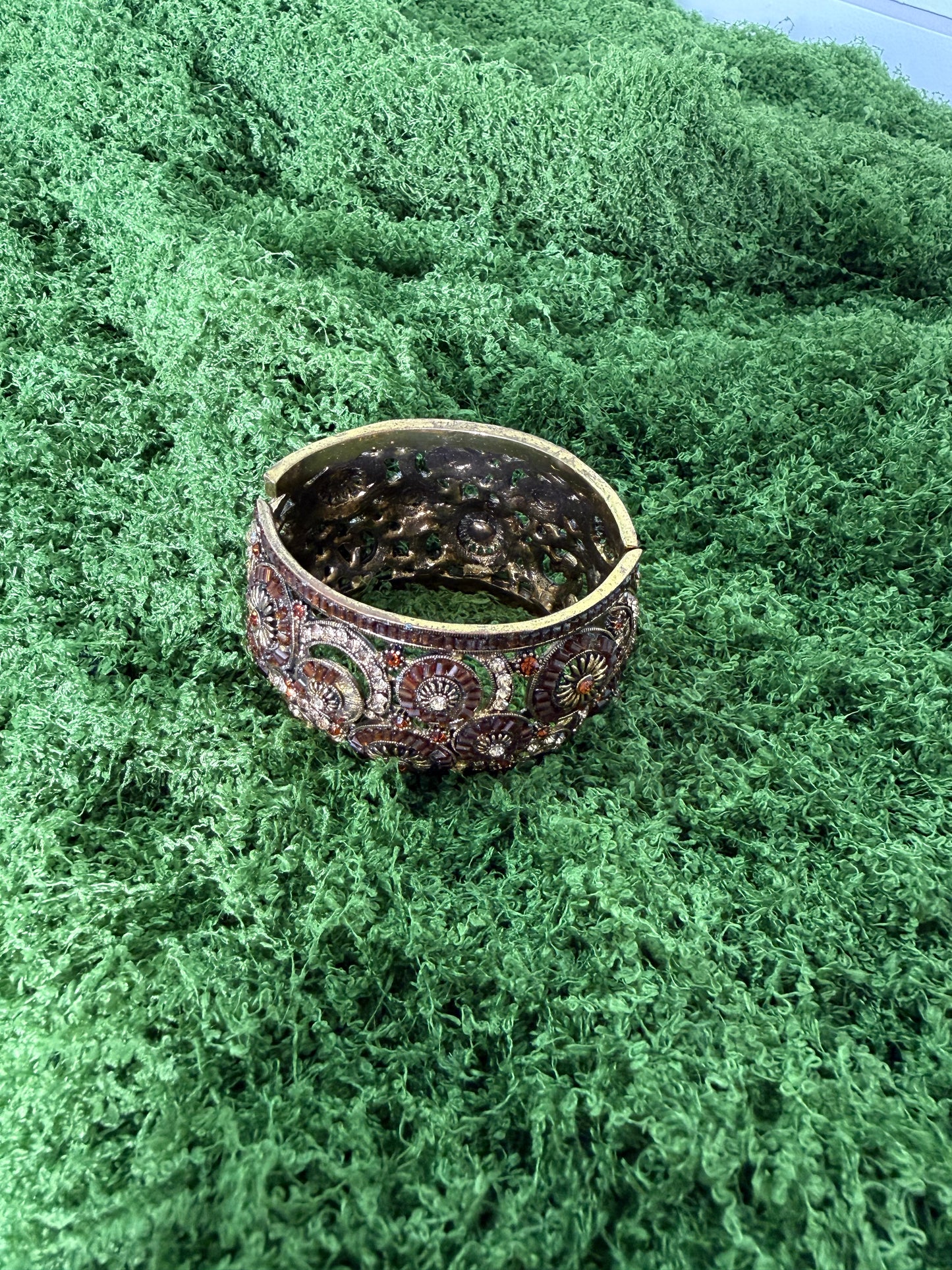 Gold and brown clasp bangle