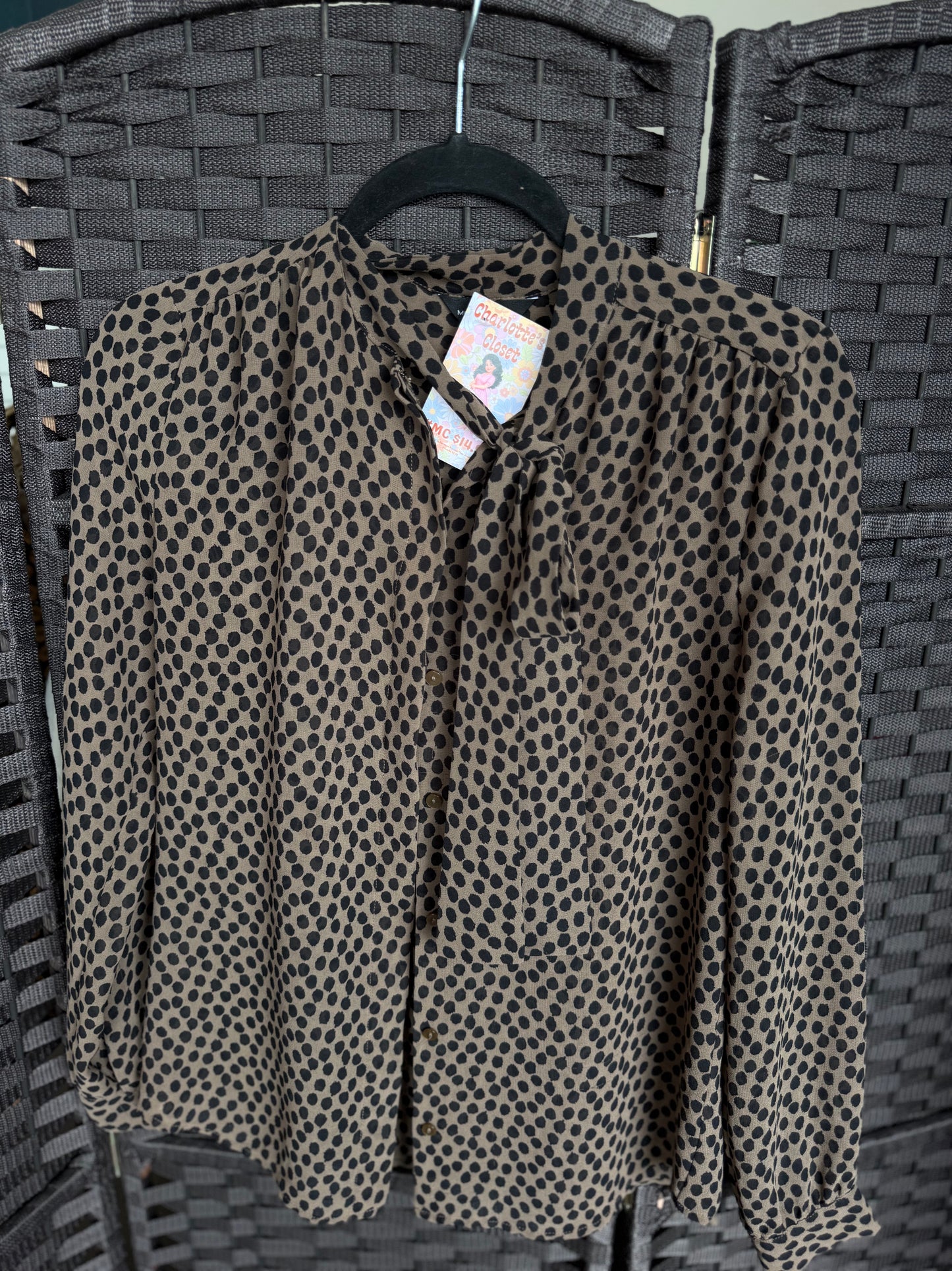Sheer neck tie shirt small
