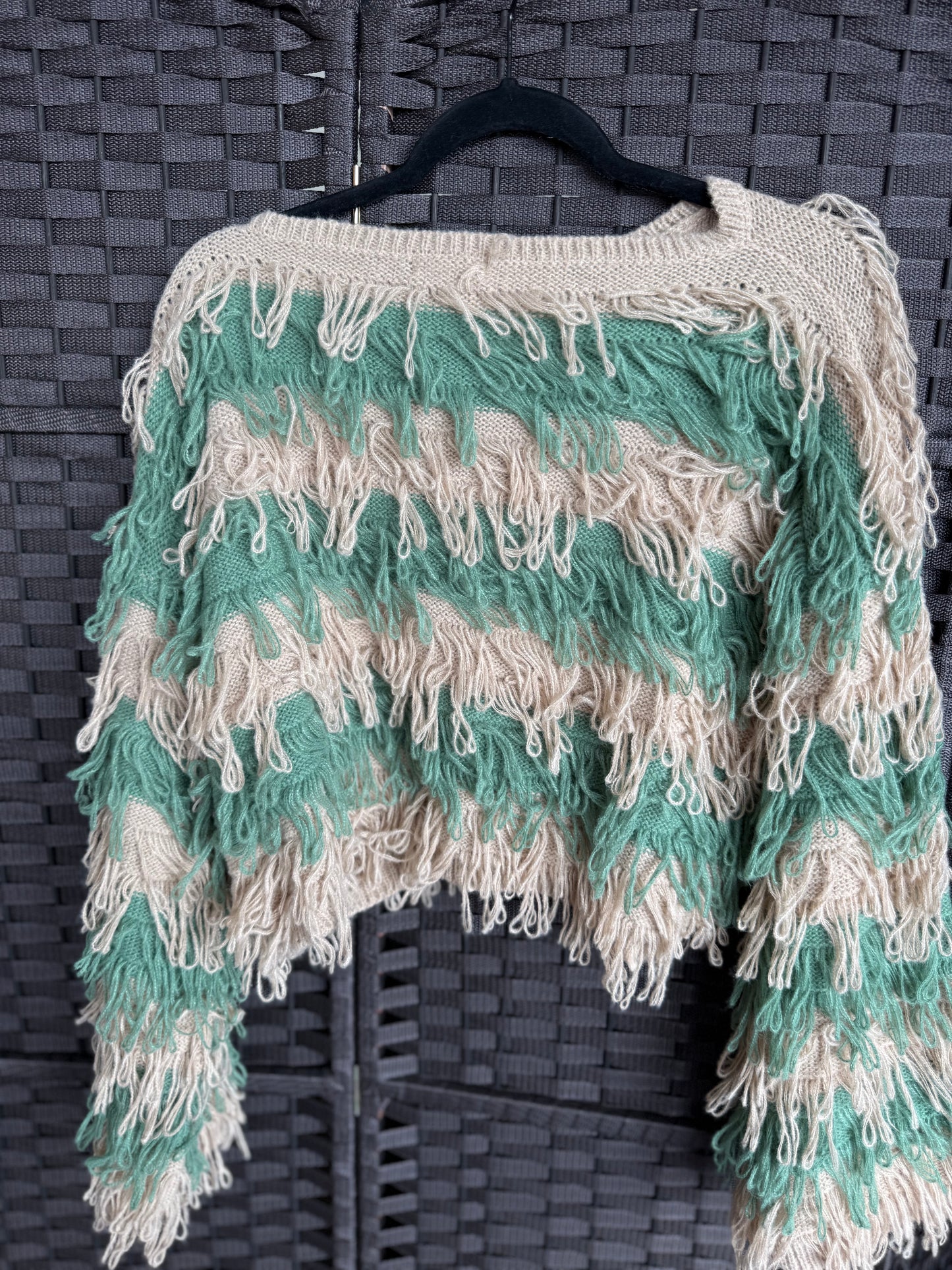 Green tan Shag Sweater