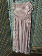BROWN STRAPLESS PLAD DRESS. MED
