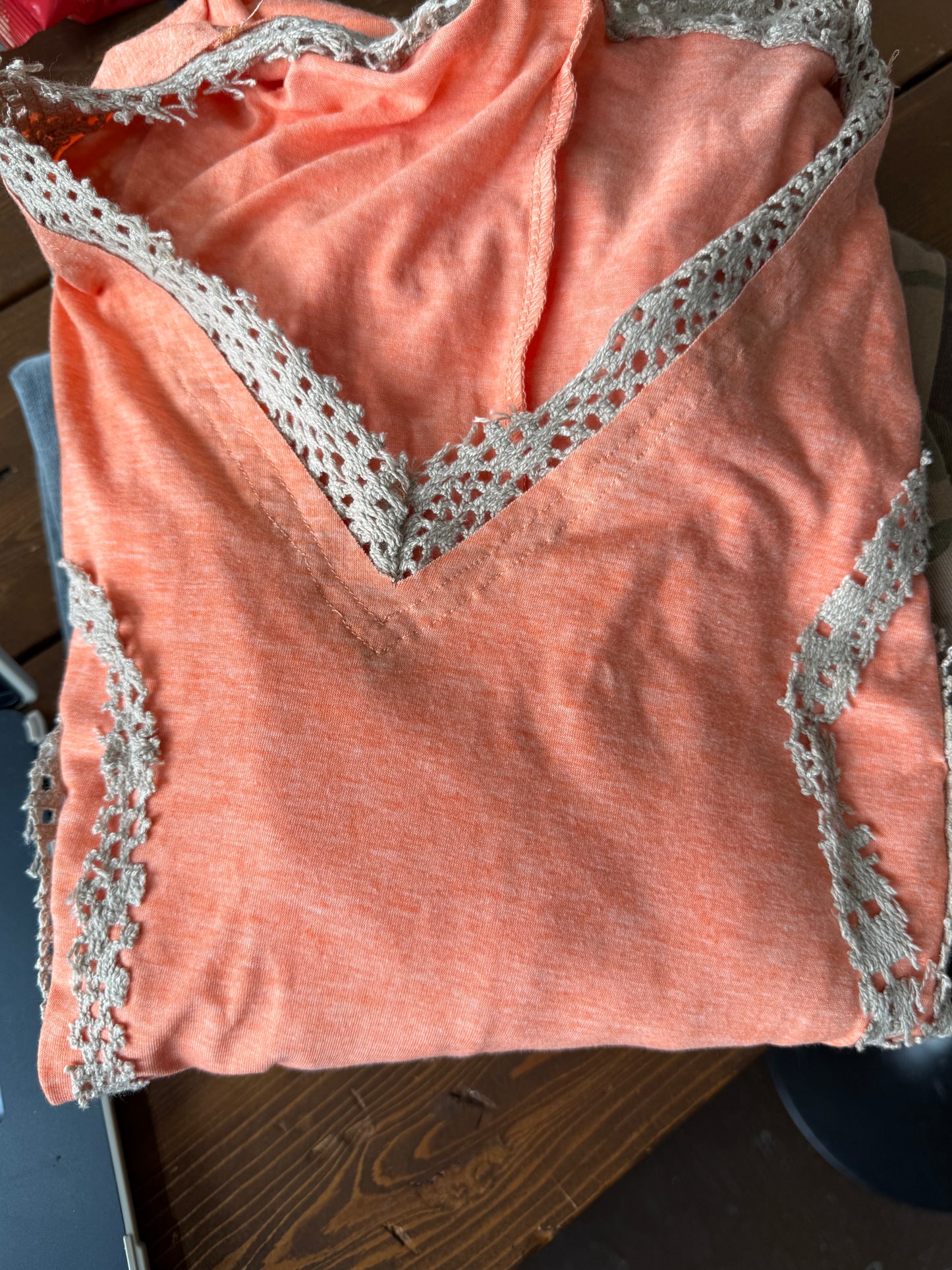 Orange Beige White top