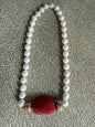 pearl necklace red accent
