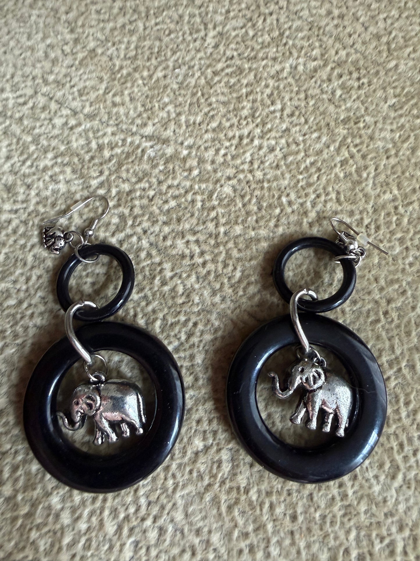 black elephant earrings