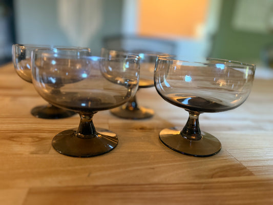 VINTAGE SMOKED GLASSES QTY 4