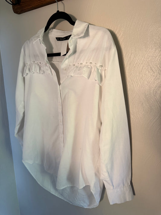 Md Zara White ruffle top