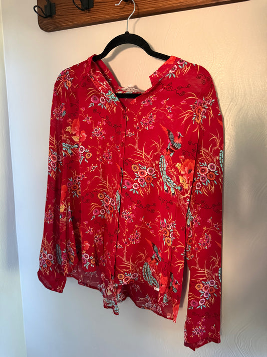 XL Red Floral top