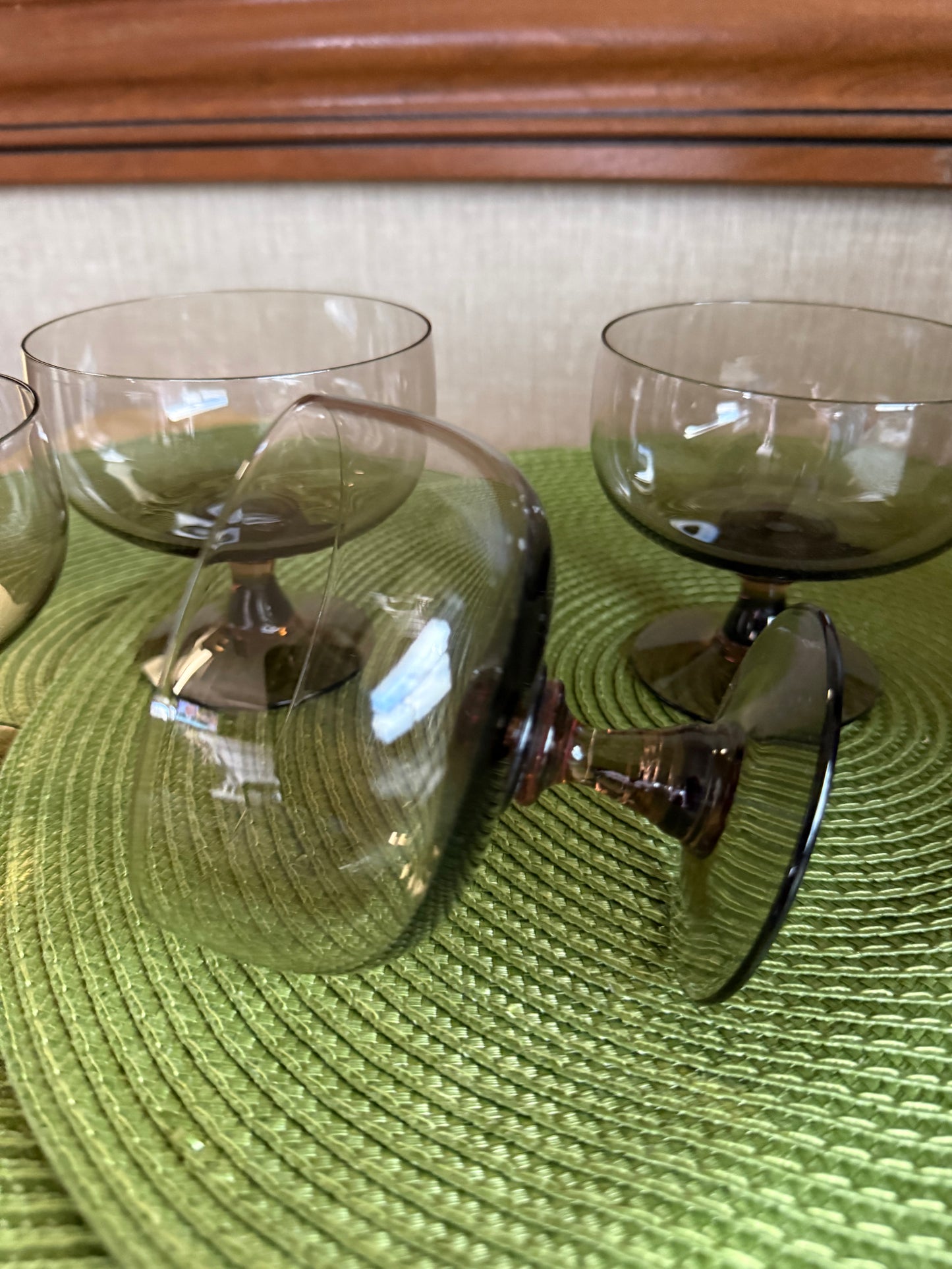 Vintage Libbey Tawny Accent Smoke Brown Champagne Coupe Glasses Sherbet Set of 4