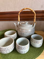 Mid-Century Vintage Japanese Kutani Ware Crackle Glaze Teapot & Teacup Set