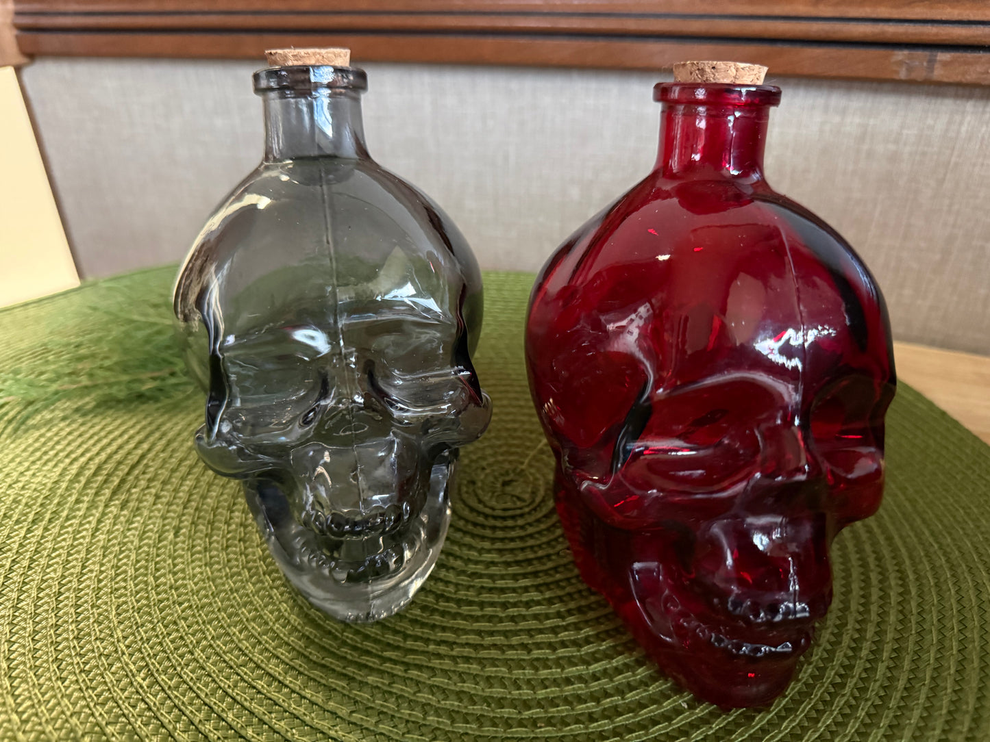 set Decorative Skull Glass Bottle