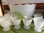 Vintage Tiara Exclusives / Indiana Glass Provincial Pattern Frosted Satin White Punch Bowl Set  12 cups