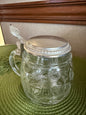 Vintage Original BMF Bierseidel Clear Glass Beer Stein Mug with Pewter Lid, West Germany