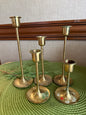 Vintage MCM Graduated Trumpet Brass Candlestick Holders, Set of 5