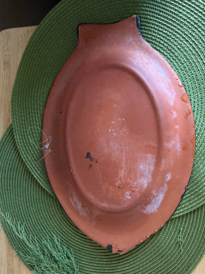 Vintage Mexican Folk Art Sgraffito Ceramic Fish Platter