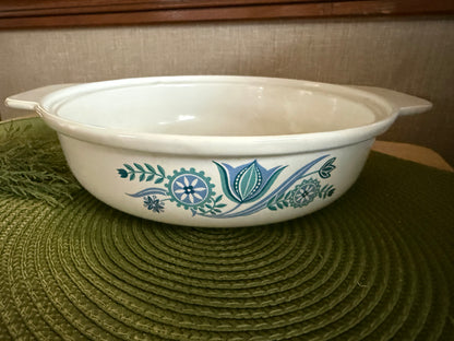 Vintage 1950s Prizer-Ware Pennsylvania Tulip Enameled Cast Iron Casserole Dish