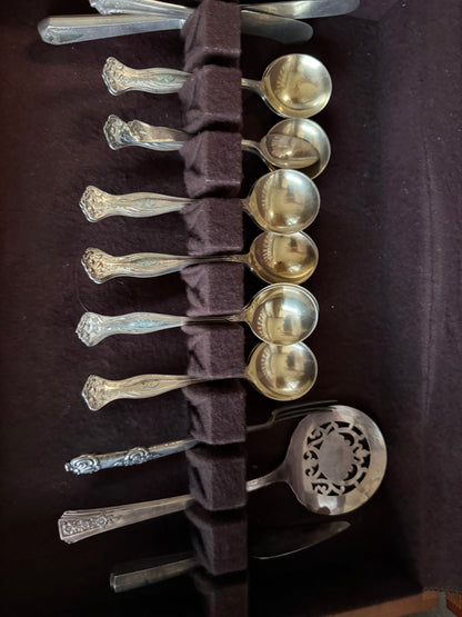 Vintage Rogers & Bro. A1 Silver-Plated Flatware Set with Case