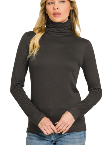 BRUSHED DTY MICROFIBER TURTLENECK TOP