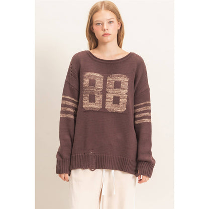 Oversized Number Knit Sweater