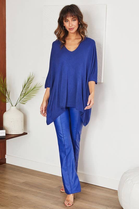 LIGHT KNIT OVERSIZED DRAPEY V-NECK TOP (2920)