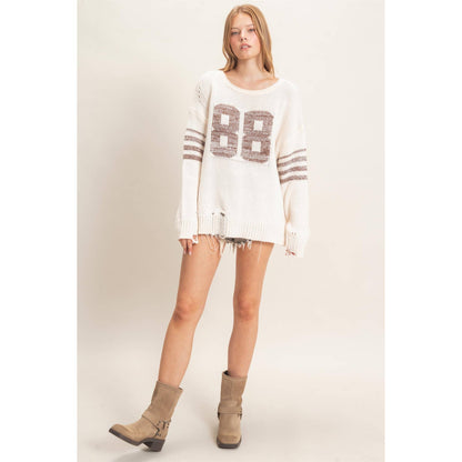 Oversized Number Knit Sweater