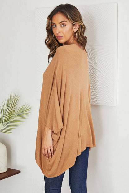 LIGHT KNIT OVERSIZED DRAPEY V-NECK TOP (2920)