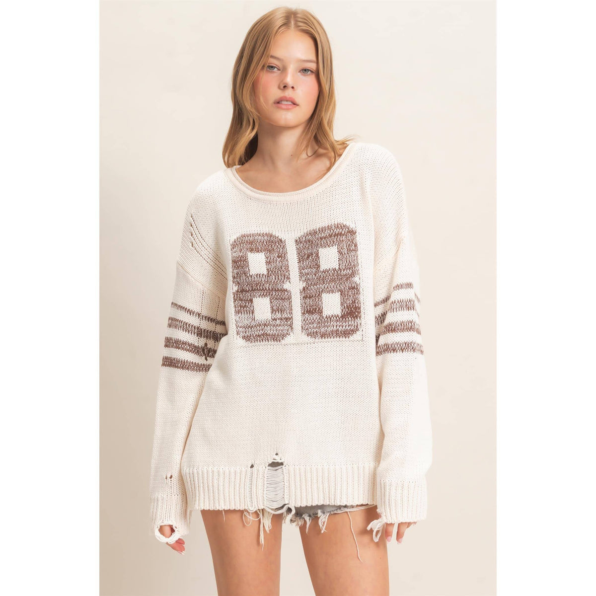 Oversized Number Knit Sweater
