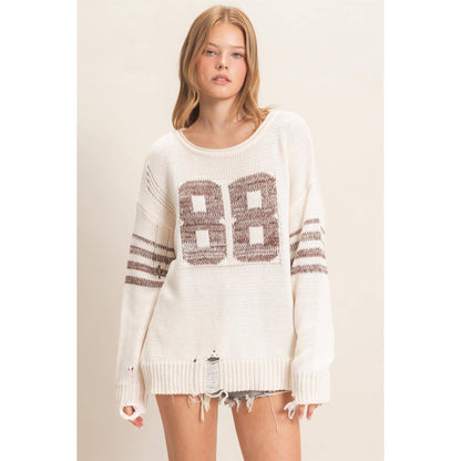Oversized Number Knit Sweater
